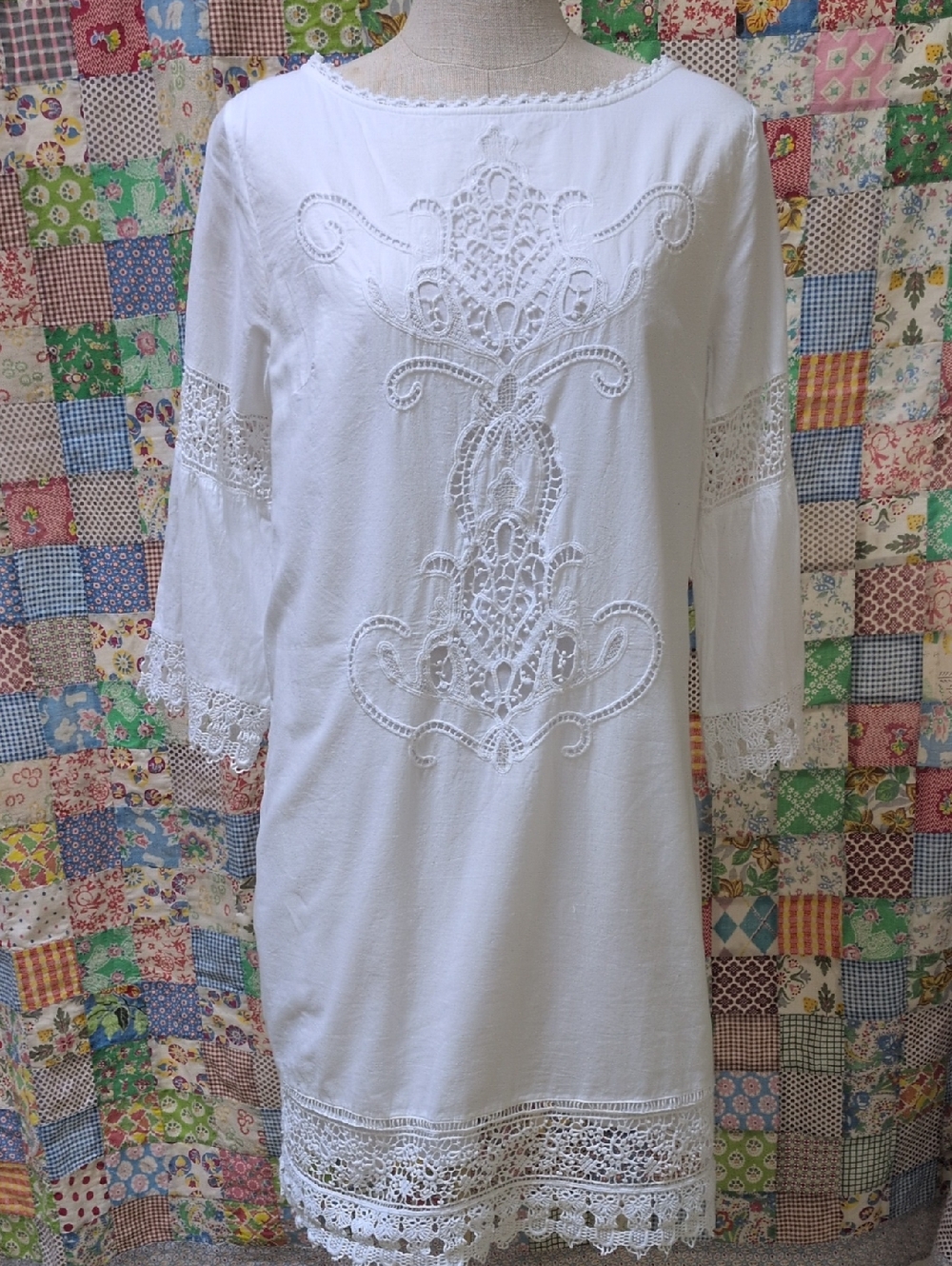 Lauren Ralph Lauren Cut Work Lace Cotton Dress